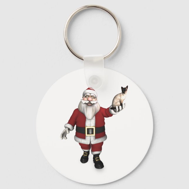 Jultomten Kärlek Siamesiska katter Nyckelring (Framsida)