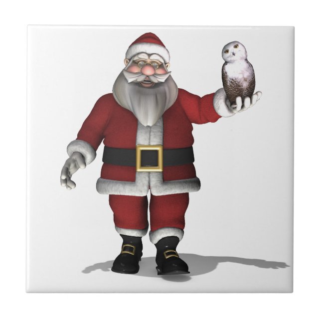 Jultomten Kärlek Snowy Uggla Kakelplatta (Framsidan)