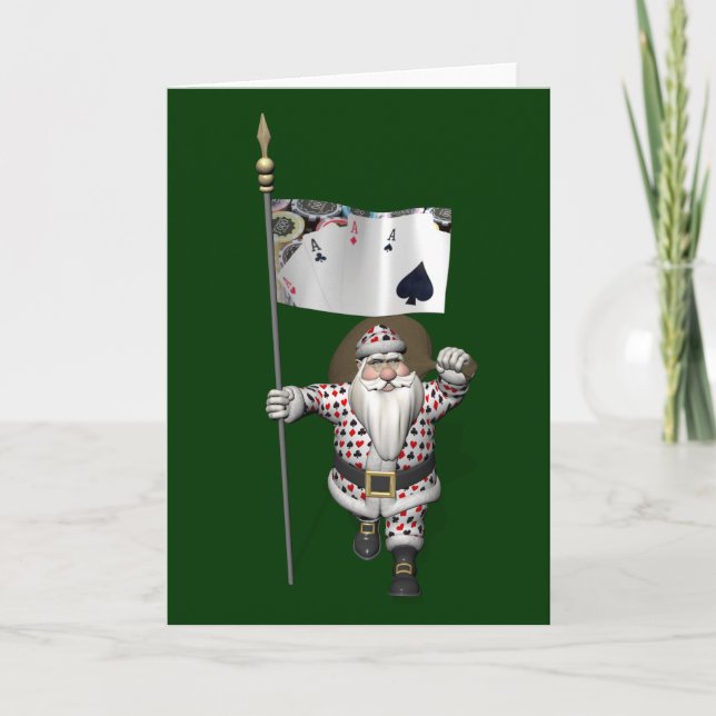 Jultomten Kärlek spelar Poker Helgkort (Framsida)