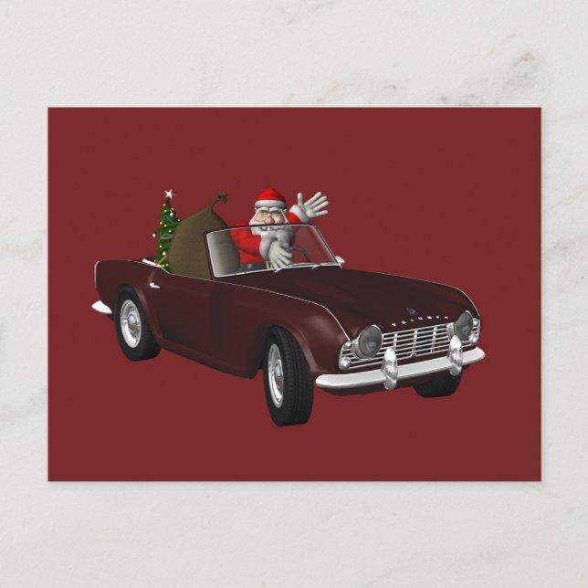 Jultomten Kärlek Triumph TR4 Helg Vykort (Framsida)