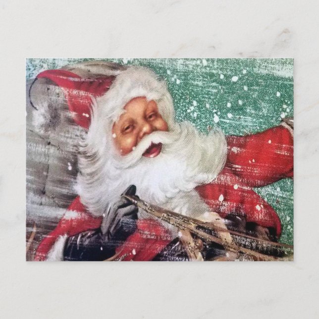 jultomten kastade SNÖ-vykortet Vykort (Framsida)