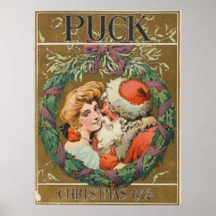 Jultomten Kissing Momma 1905 Poster