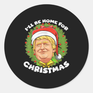 Jultomten kommer hem till jul 20 runt klistermärke