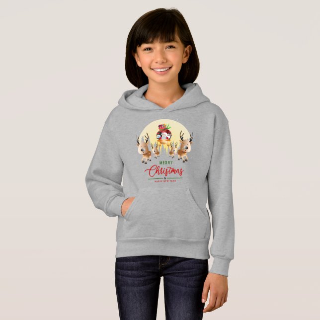 Jultomten kommer | Kids Pullover Hoodie T Shirt (Hel framsida)