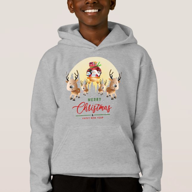 Jultomten kommer | Kids Pullover Hoodie T Shirt (Framsida)