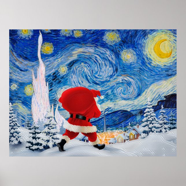 Jultomten kommer med vykort poster (Framsidan)