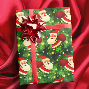 Jultomten kommer rött och grönt söt jul presentpapper