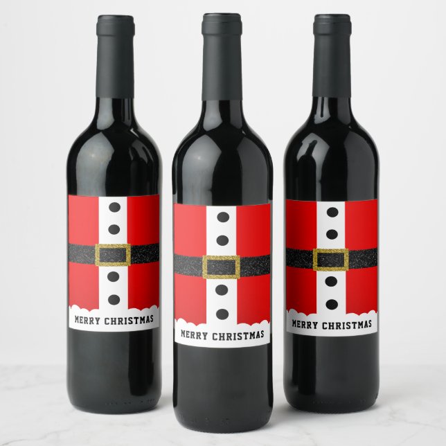 Jultomten Kostym nuny Modern Glitter Bälte Vinflaska Etikett (Flaskor)