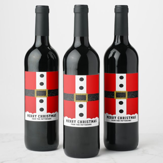 Jultomten Kostym nuny Modern Glitter Bälte Vinflaska Etikett (Flaskor)