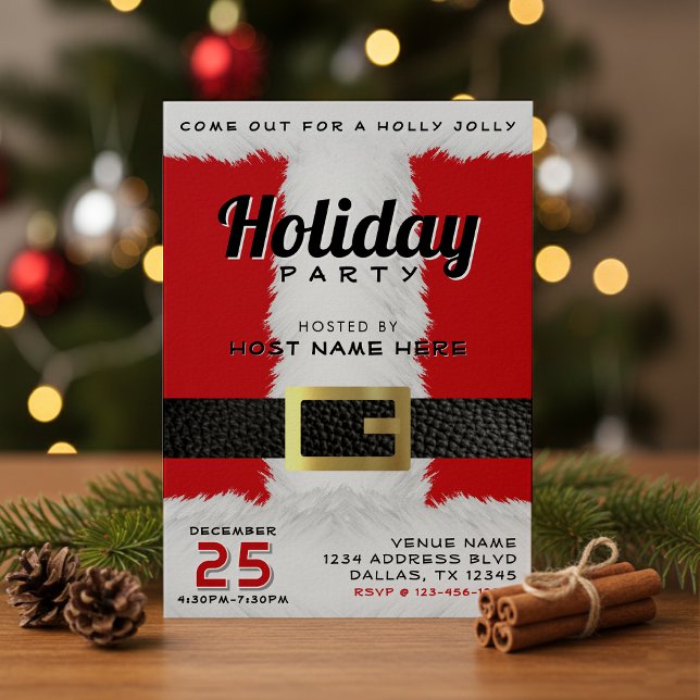 Jultomten Kostym Red & White Helgdag jul Inbjudningar (Santa Claus Suit Red & White Holiday Christmas Invitation
)