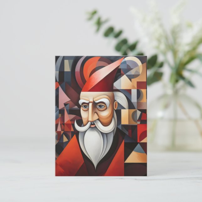 Jultomten kubism helg vykort (Stående Fram)