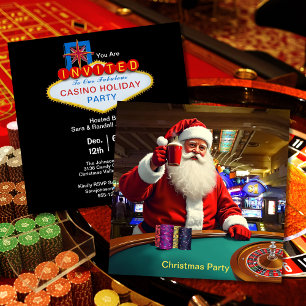 Jultomten Las Vegas Casino Roligt Square Party Inbjudningar