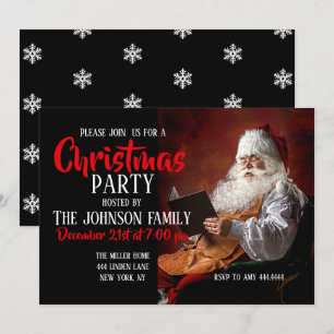 Jultomten läser bok inbjudningar