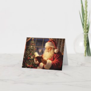 Jultomten Läsning av Julgran Helgkort