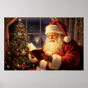 Jultomten Läsning av Julgran Poster