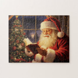 Jultomten Läsning av Julgran Pussel