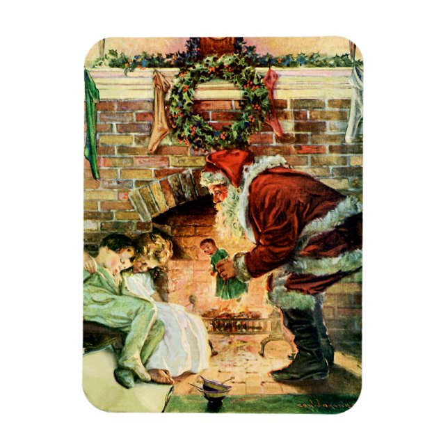 Jultomten Levererar Presenter Magnet (Vertikal)