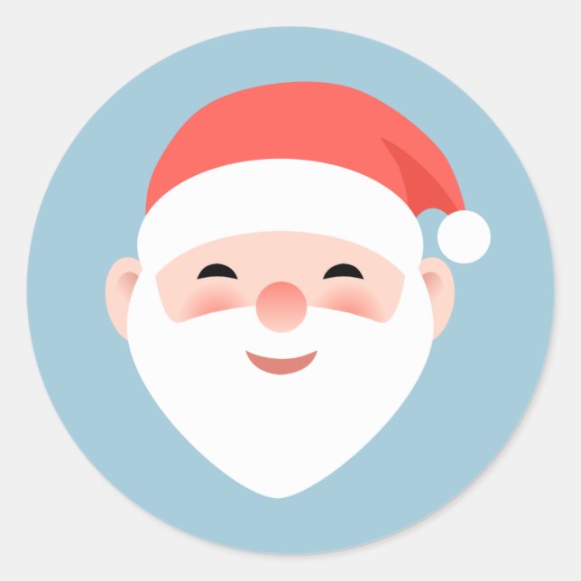 Jultomten Light Blue Runt Klistermärke (Framsida)