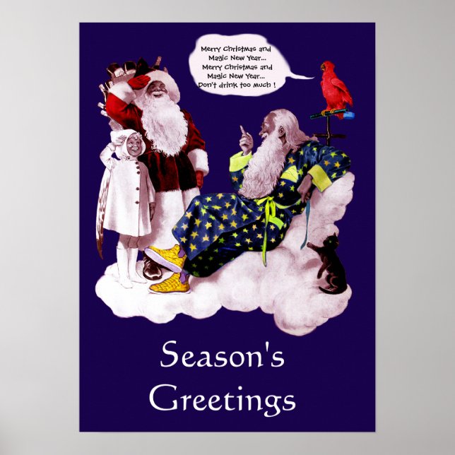 JULTOMTEN ,LITE ANGEL & MERLIN Jul Party Poster (Framsidan)