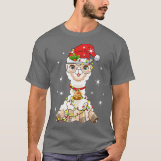 Jultomten Llama Alpaca Julafton Träd Ljus Merry Ch T Shirt
