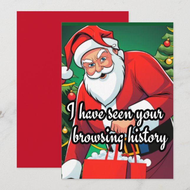 Jultomten lustig| Surfa historiekristmas Julkort (Fram/baksida)