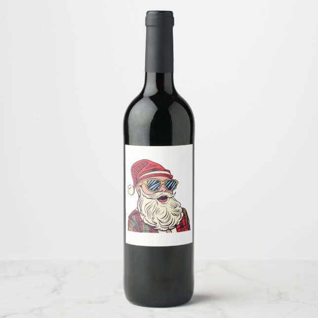 Jultomten - Lustigt Vinflaska Etikett (Framsida)