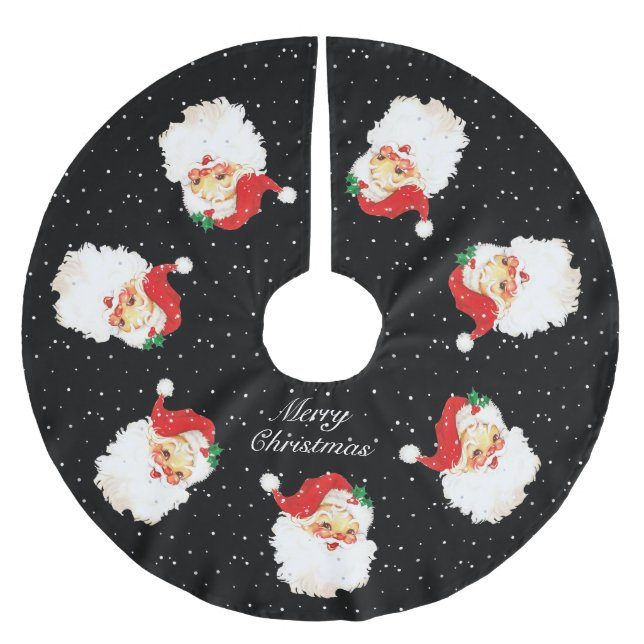 Jultomten Mandala & Snöflingor på Black Julgransmatta Borstad Polyester (Framsidan)