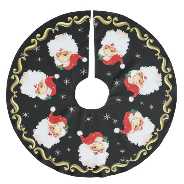 Jultomten Mandala & Snöflingor på Black Julgransmatta Borstad Polyester (Framsidan)