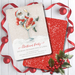 Jultomten Martini Cocktail Party Inbjudningar