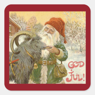 Jultomten Matar Yule Goat en Cookie Fyrkantigt Klistermärke