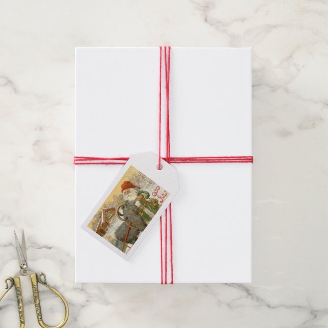 Jultomten Matar Yule Goat en Cookie Presentetikett (Med Snöre)