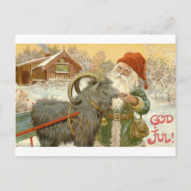 Jultomten Matar Yule Goat en Cookie Vykort (Framsida)