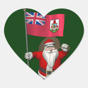 Jultomten med adress Bermuda Hjärtformat Klistermärke