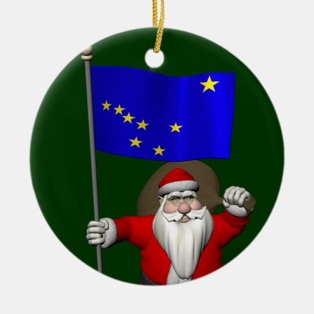 Jultomten med Alaska Julgransprydnad Keramik (Framsidan)
