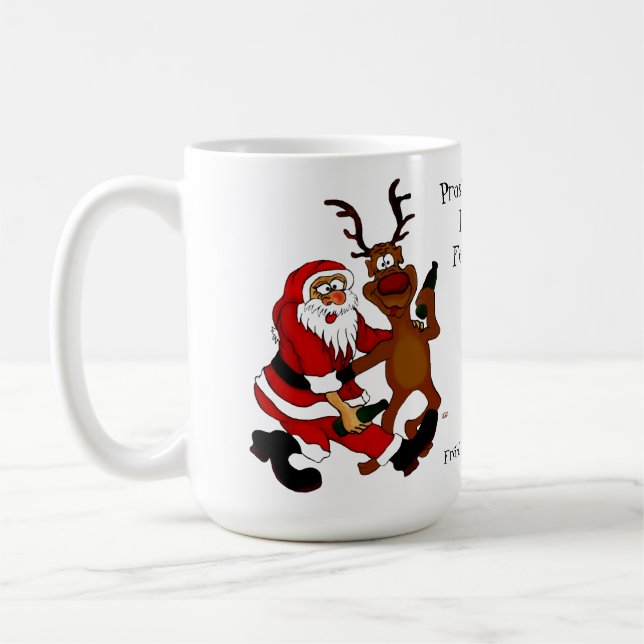 Jultomten med älg - frohes Fest Kaffemugg (Vänster)