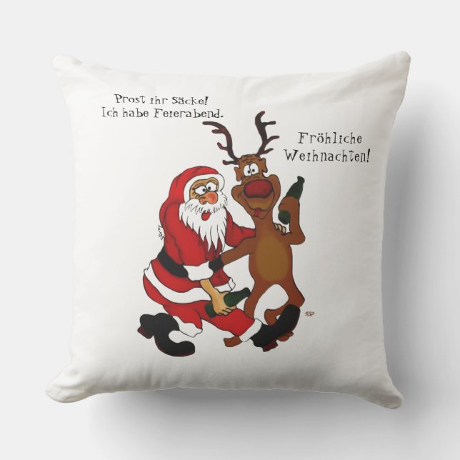 Jultomten med älg - Lycklig jul Kudde (Framsida)