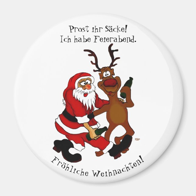Jultomten med älg - Lycklig jul Magnet (Framsidan)