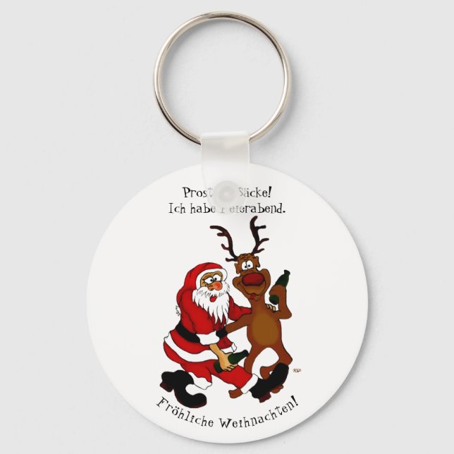 Jultomten med älg - Lycklig jul Nyckelring (Framsida)