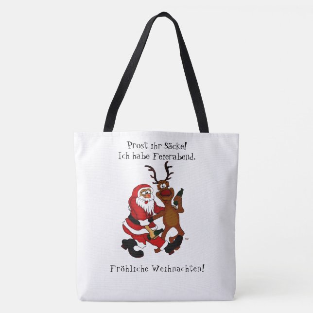Jultomten med älg - Lycklig jul Tygkasse (Framsida)