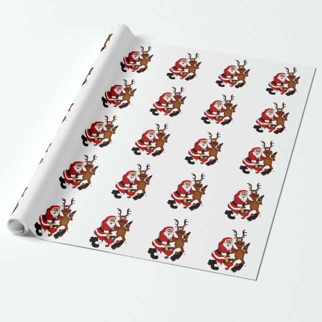 Jultomten med älg presentpapper (Utrullad)