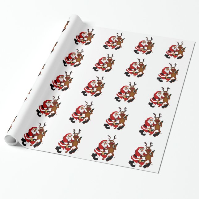 Jultomten med älg presentpapper (Utrullad)