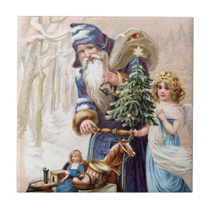 Jultomten med ängel kakelplatta