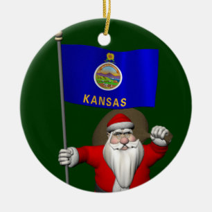 Jultomten med anknytning till Kansas Julgransprydnad Keramik