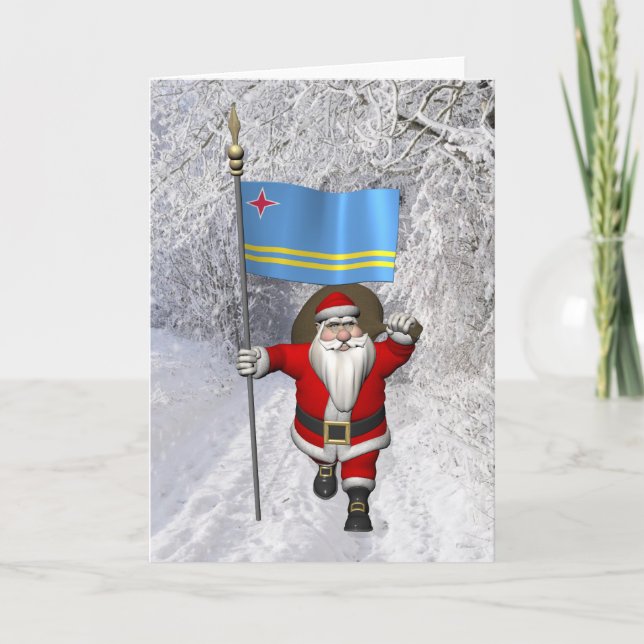 Jultomten med Aruba som destination Helgkort (Framsida)