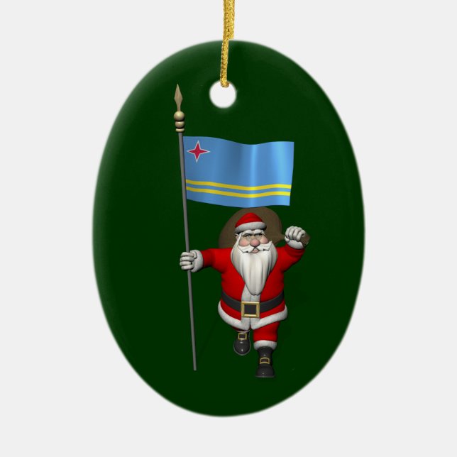 Jultomten med Aruba som destination Julgransprydnad Keramik (Framsidan)