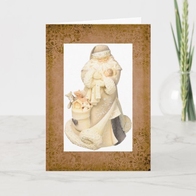 Jultomten med Baby Jesus Helgdag Card Helgkort (Framsida)