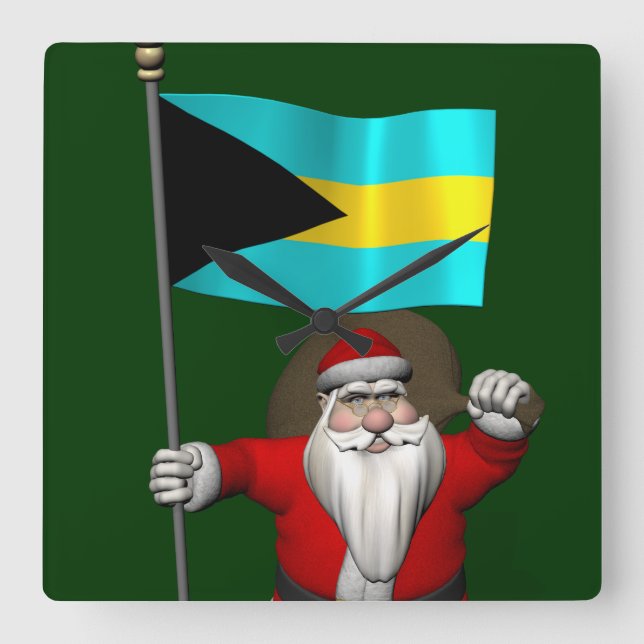 Jultomten med Bahamas inträde Fyrkantig Klocka (Framsida)
