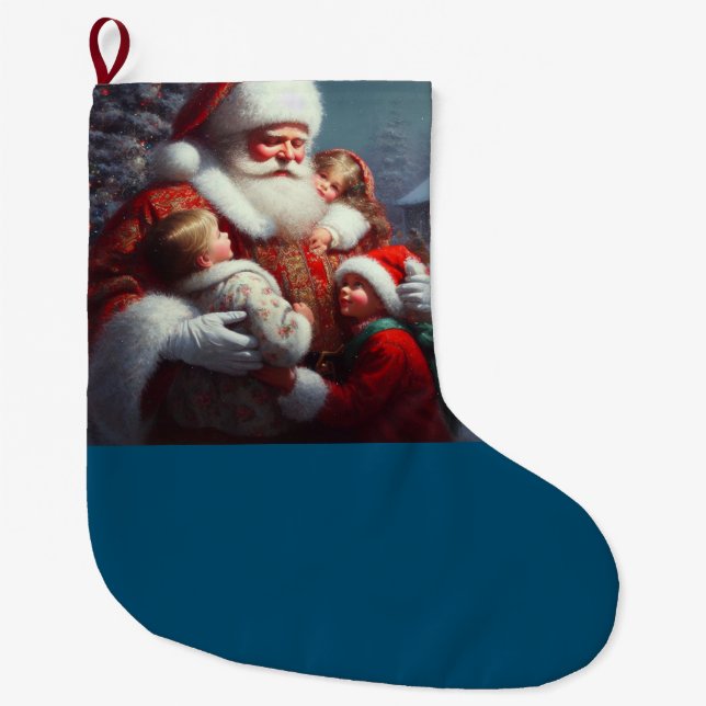 Jultomten med barn 4 stor julstrumpa (Framsidan)