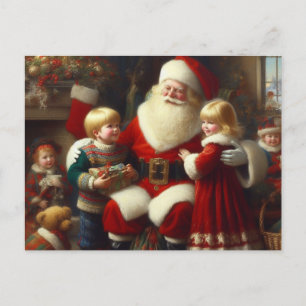 Jultomten med barn 6 helg vykort