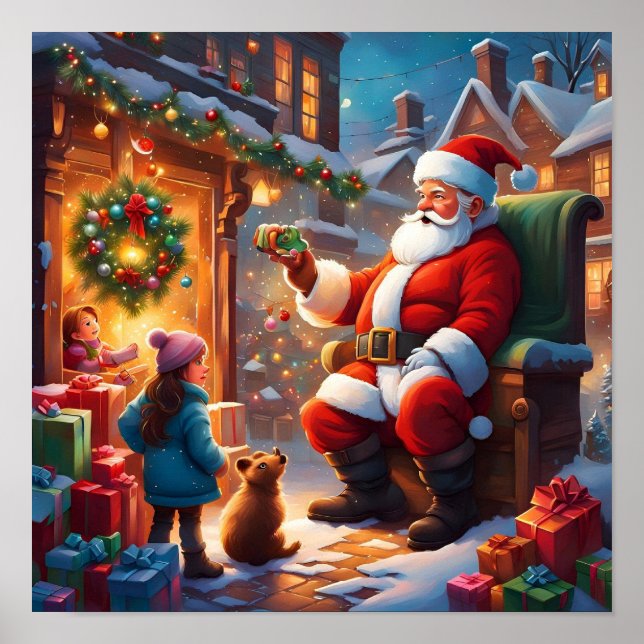 Jultomten med barn poster (Framsidan)